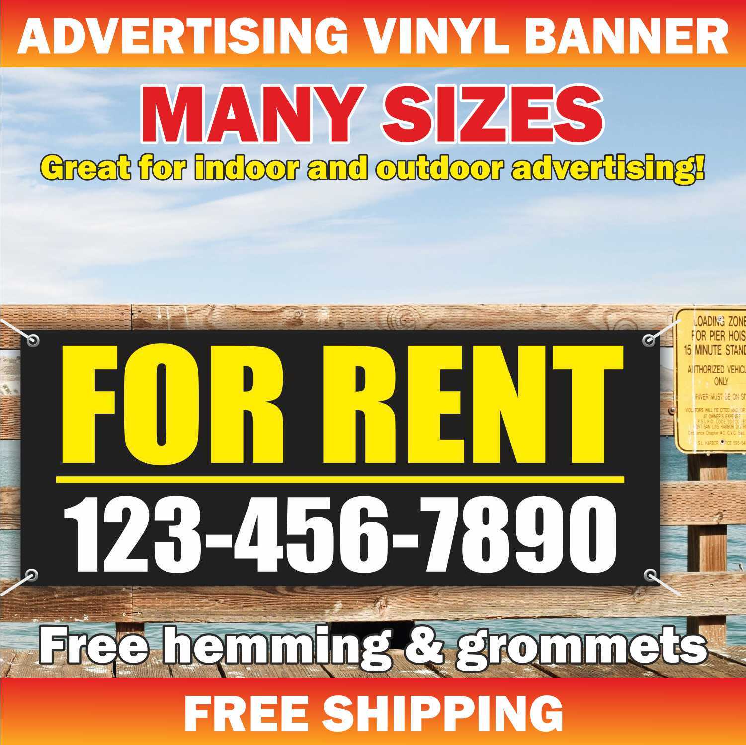 FOR RENT Advertising Banner Vinyl Mesh Sign for lease rental space custom phone