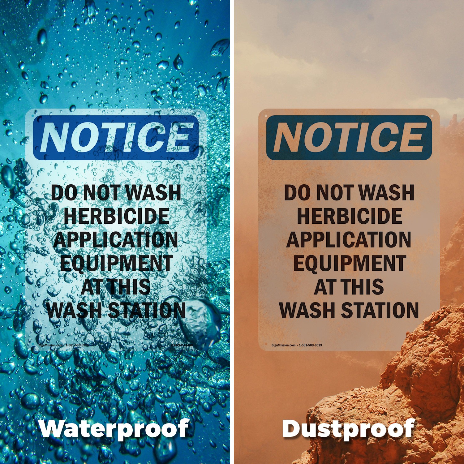 Do Not Wash Herbicide Application OSHA Notice Sign Metal, Decal – 5 or 10 Pack