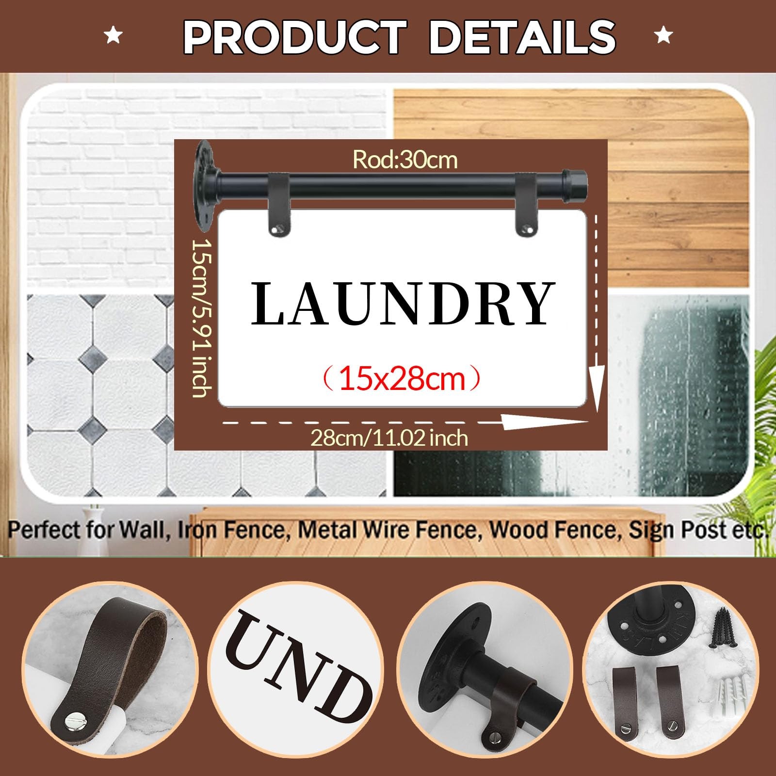 Hqvbvc Laundry Metal Wall Sign 11″ x 6″ Wall-Mounted Laundry Room Sign Double…
