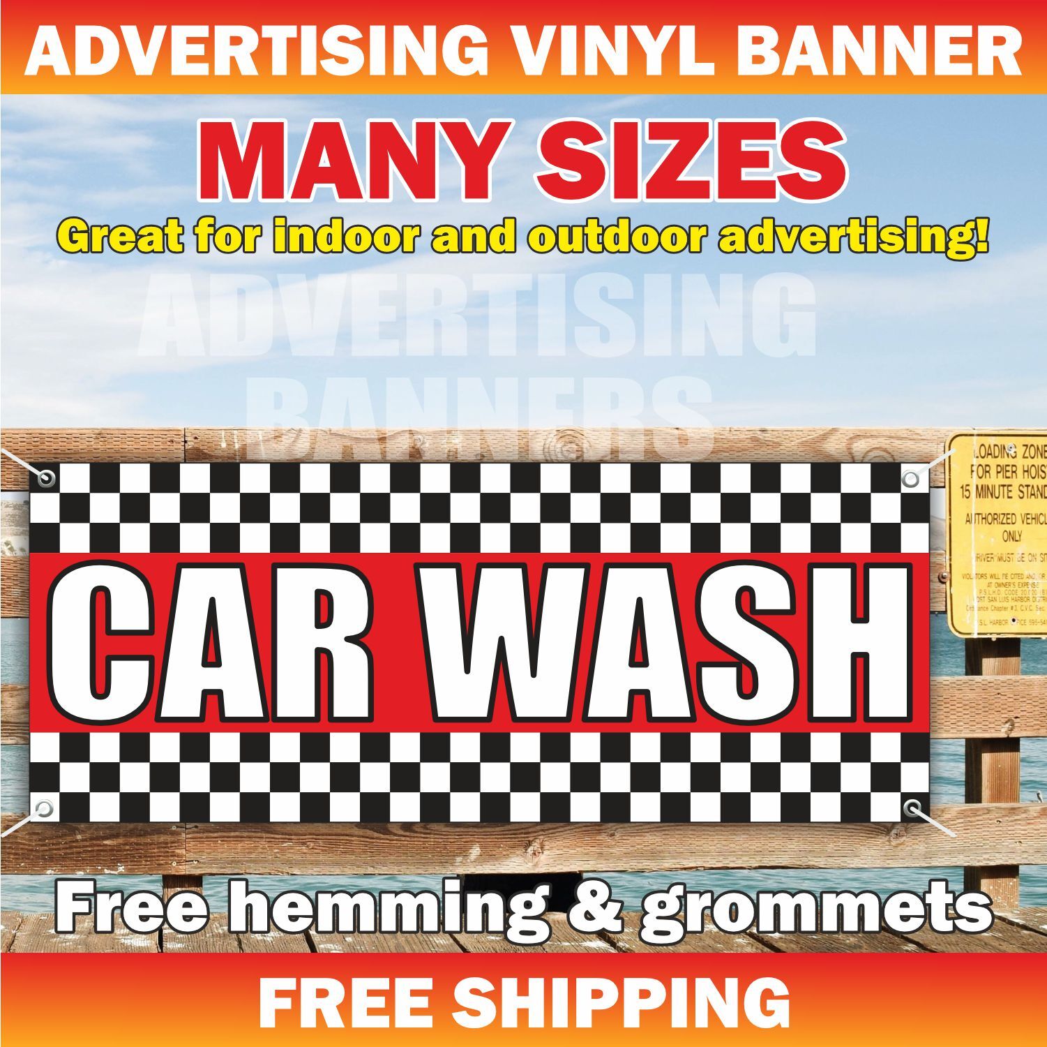 CAR WASH Advertising Banner Vinyl Mesh Sign AUTO DETAILING SERVICES NOW OPEN
