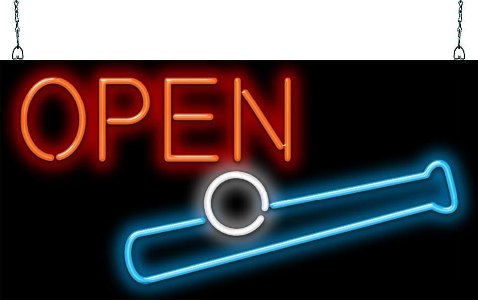 Baseball Open Neon Sign Jantec 32″ x 16″ Baseball Sports Shop Sign