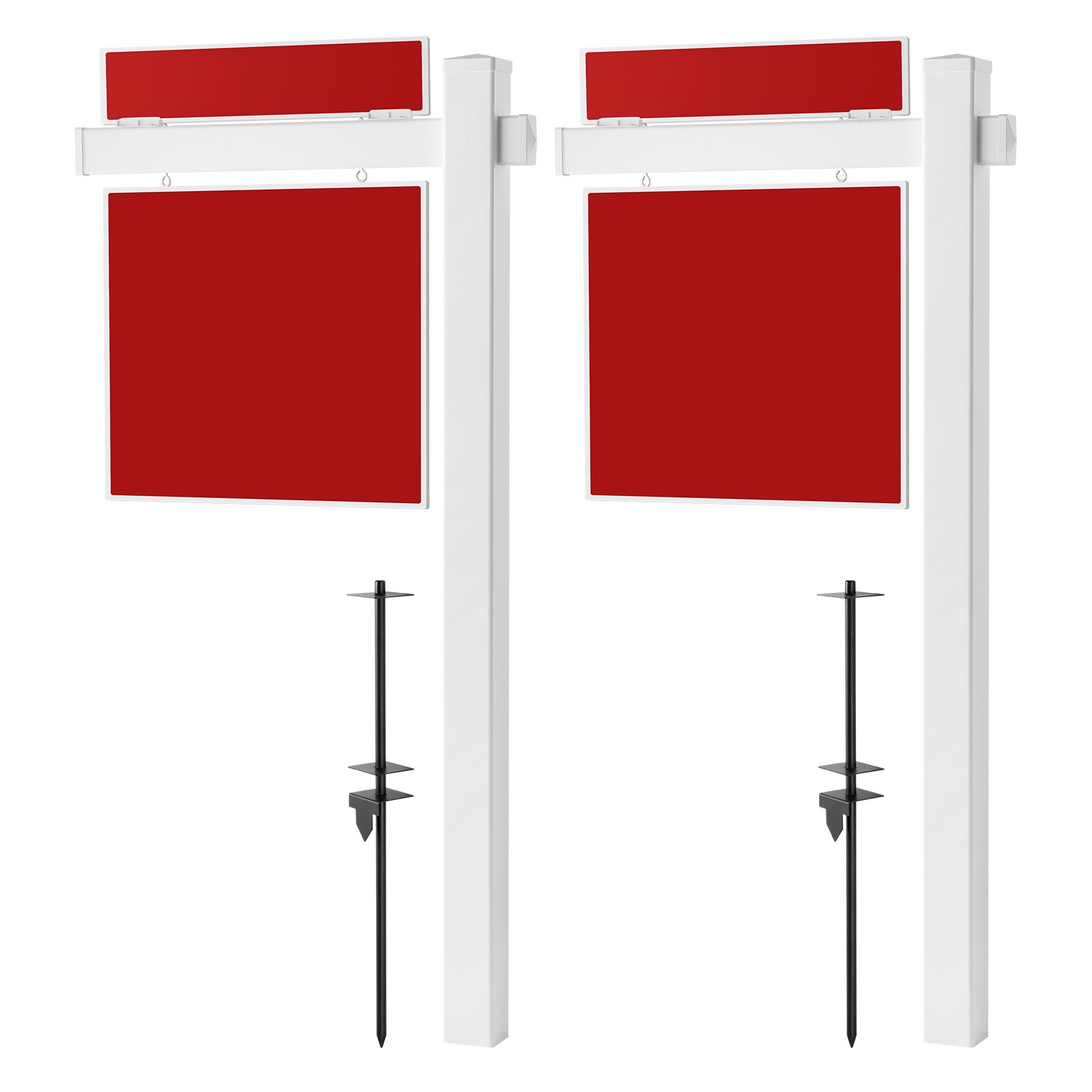 Uimoso PVC Real Estate Sign Post Yard Holder, 6 ft Tall, White, Set of 2