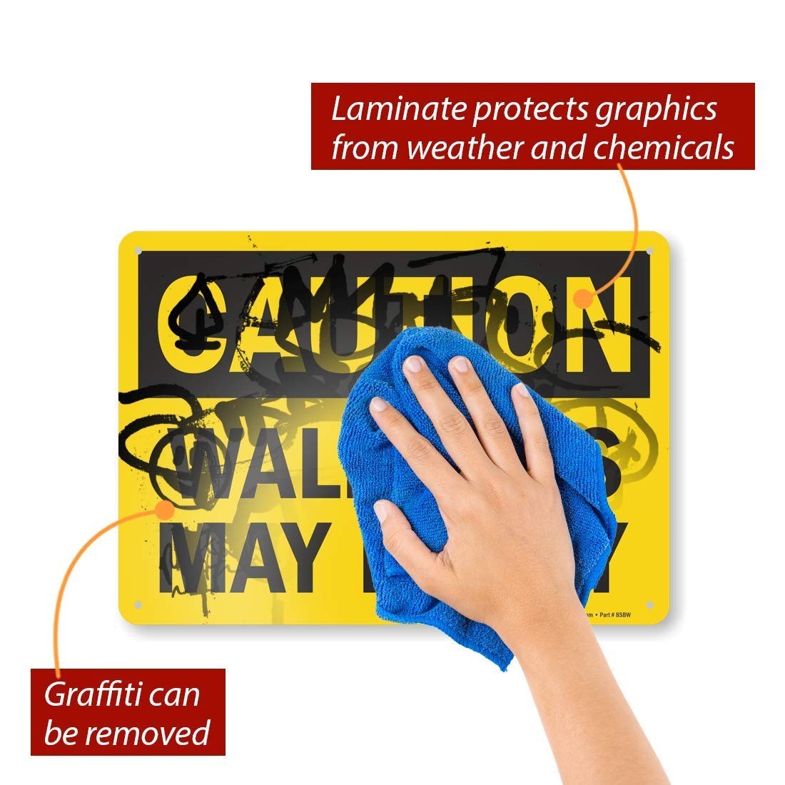 S9850AL14 Caution Walkways May Be Icy Sign 10″ x 14″ Aluminum 1 PC