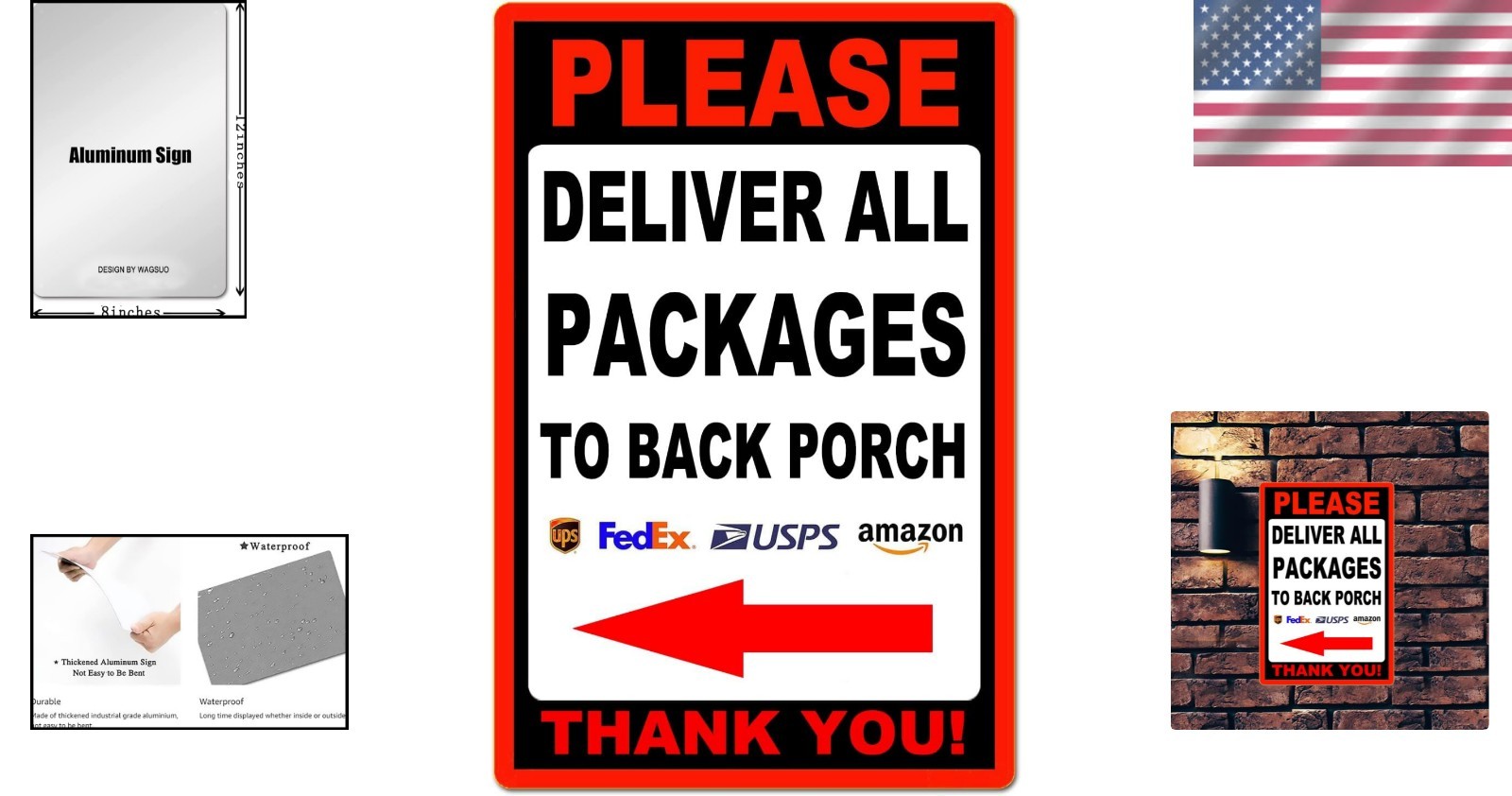 Weather-Resistant Aluminum Delivery Sign 12x8in – Clear Package Instructions