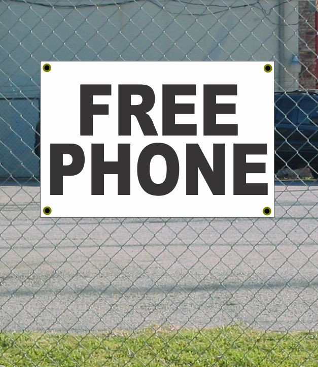 2×3 FREE PHONE Black & White Banner Sign NEW Discount Size & Price FREE SHIP