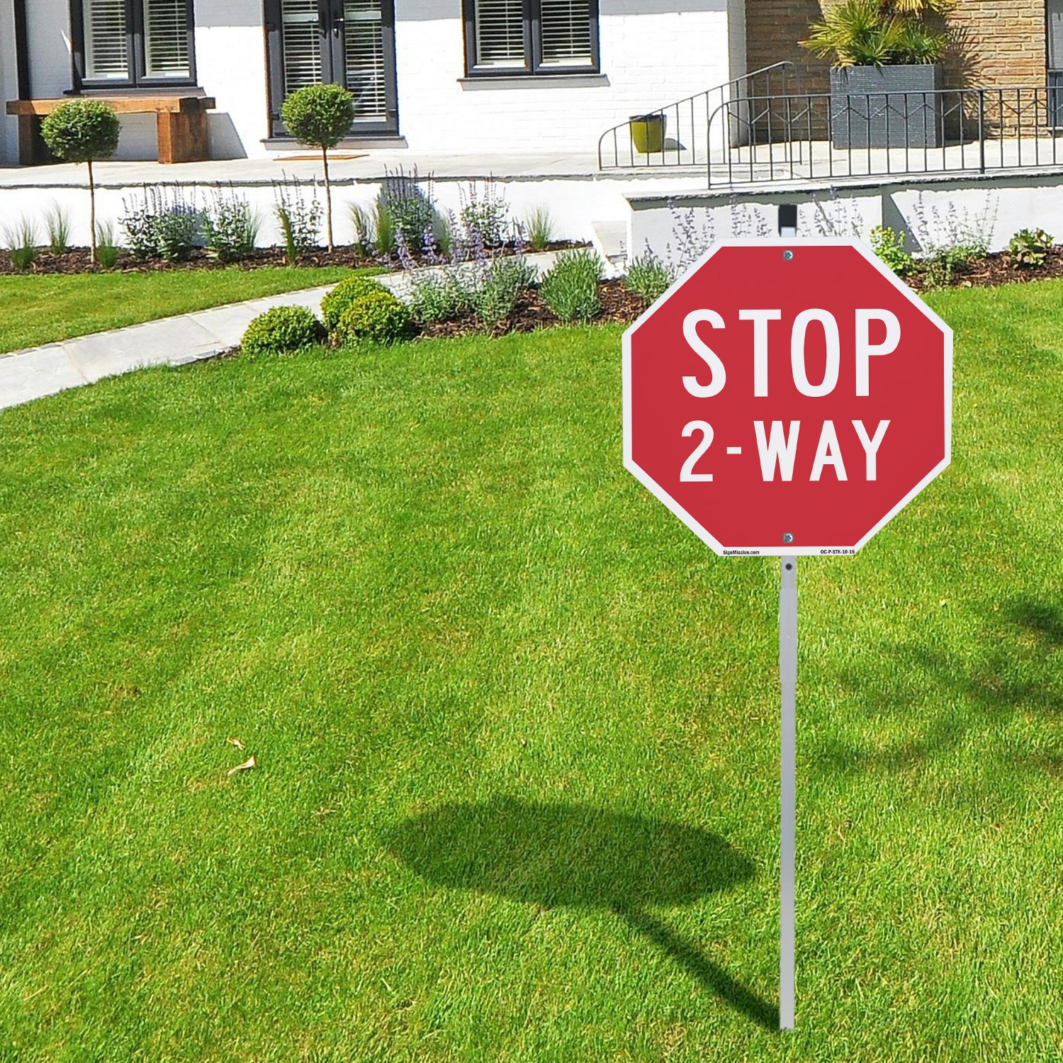 Stop 2-way Octagon Sign With Stake Weather Resistant UV Protected