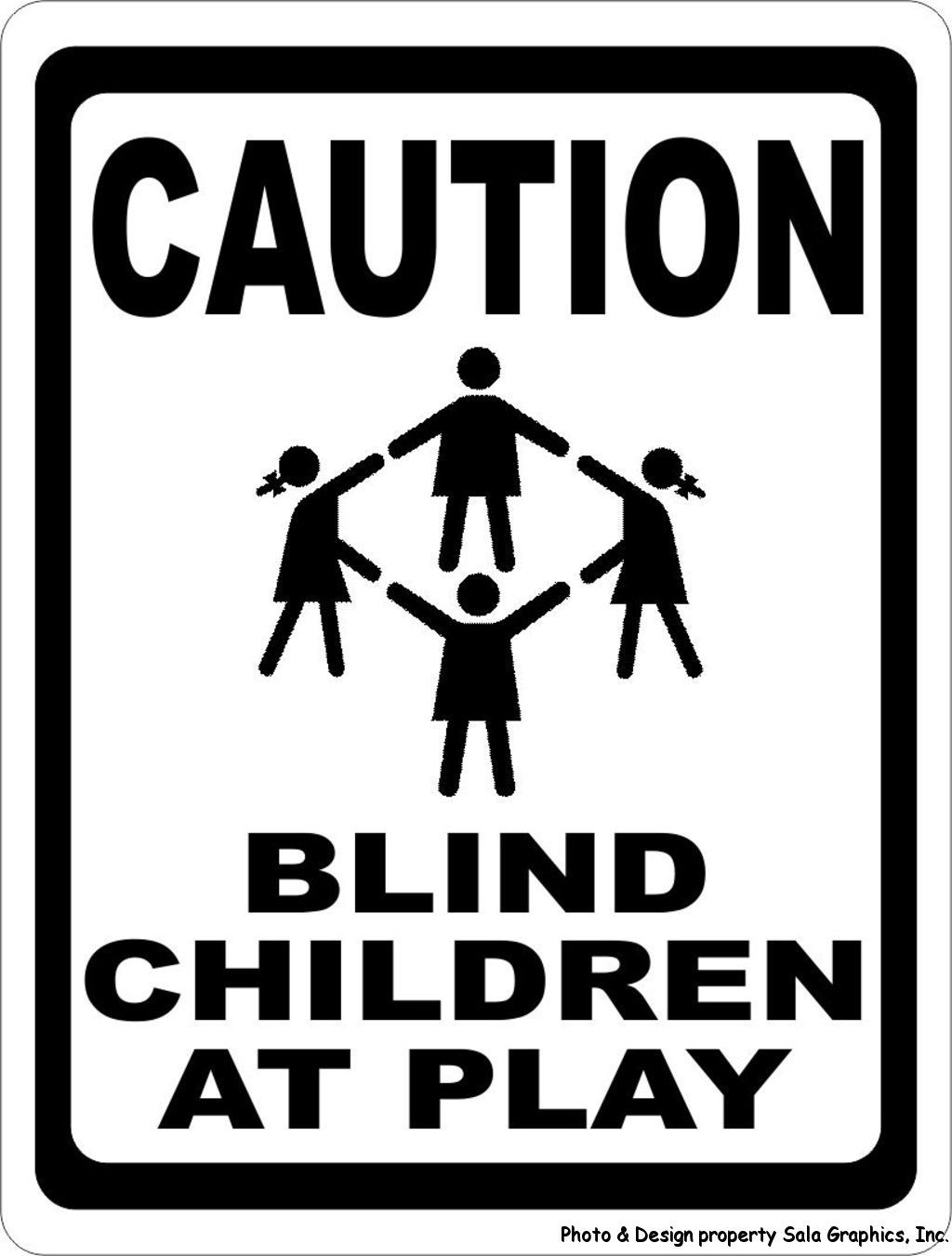 Caution Blind Children at Play Sign. Size Options. Child Neighborhood Safety