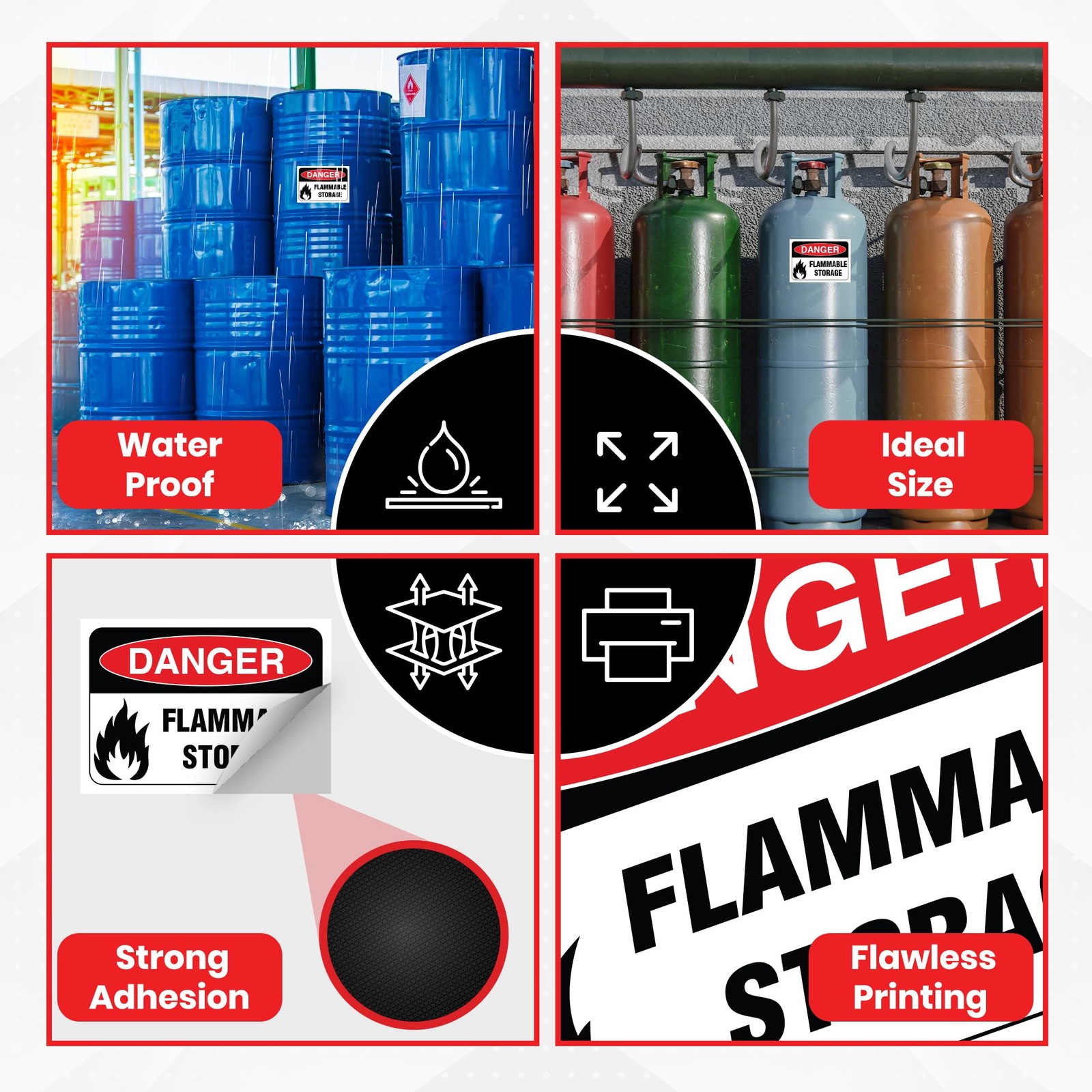 5 x Danger Flammable Storage Signs | 10 x 7 Inch Harmful Storage Warning Stic…