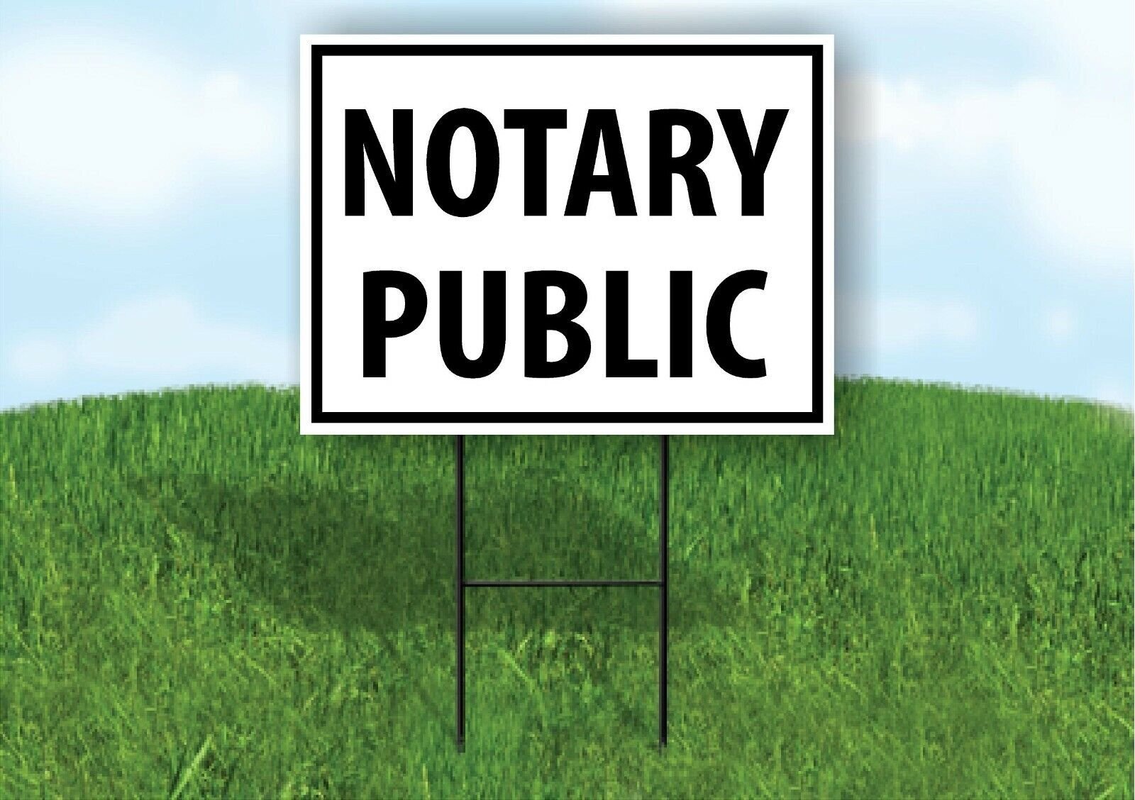 NOTARY PUBLIC SERVICE BLACK Plastic Yard Sign ROAD SIGN with Stand