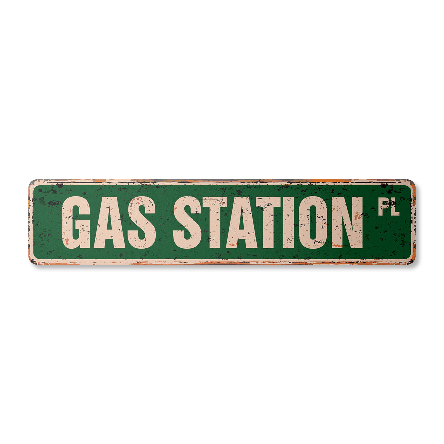 GAS STATION Vintage Street Sign snacks gas beverage cigarettes pump