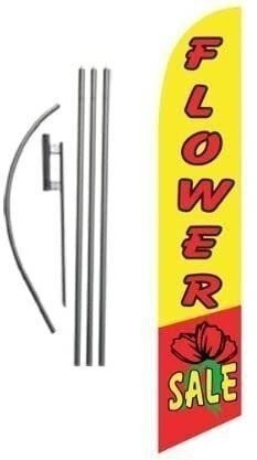 Flower Sale Advertising Feather Banner Swooper Flag Sign with 15 Foot Flag…