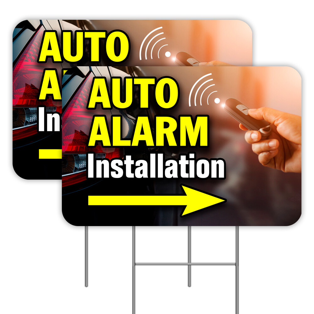 Auto Alarm Installation Arrow 2 Pack Double-Sided Yard Signs (Made In Texas)