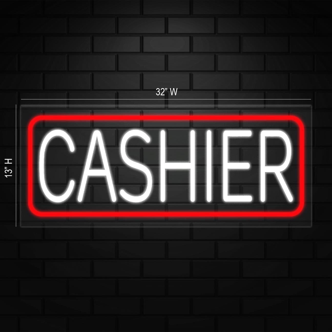 Cashier Sign for Business Displays | LED Flex Neon | 32″W x 13″H x 1″D