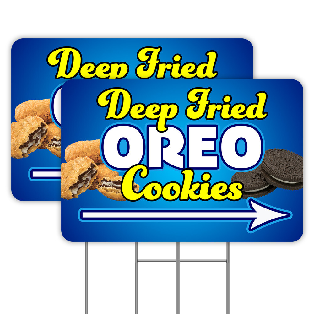 Deep Fried Oreo Cookies Arrow 2 Pack Double-Sided Yard Signs 16″ x 24″ with Meta