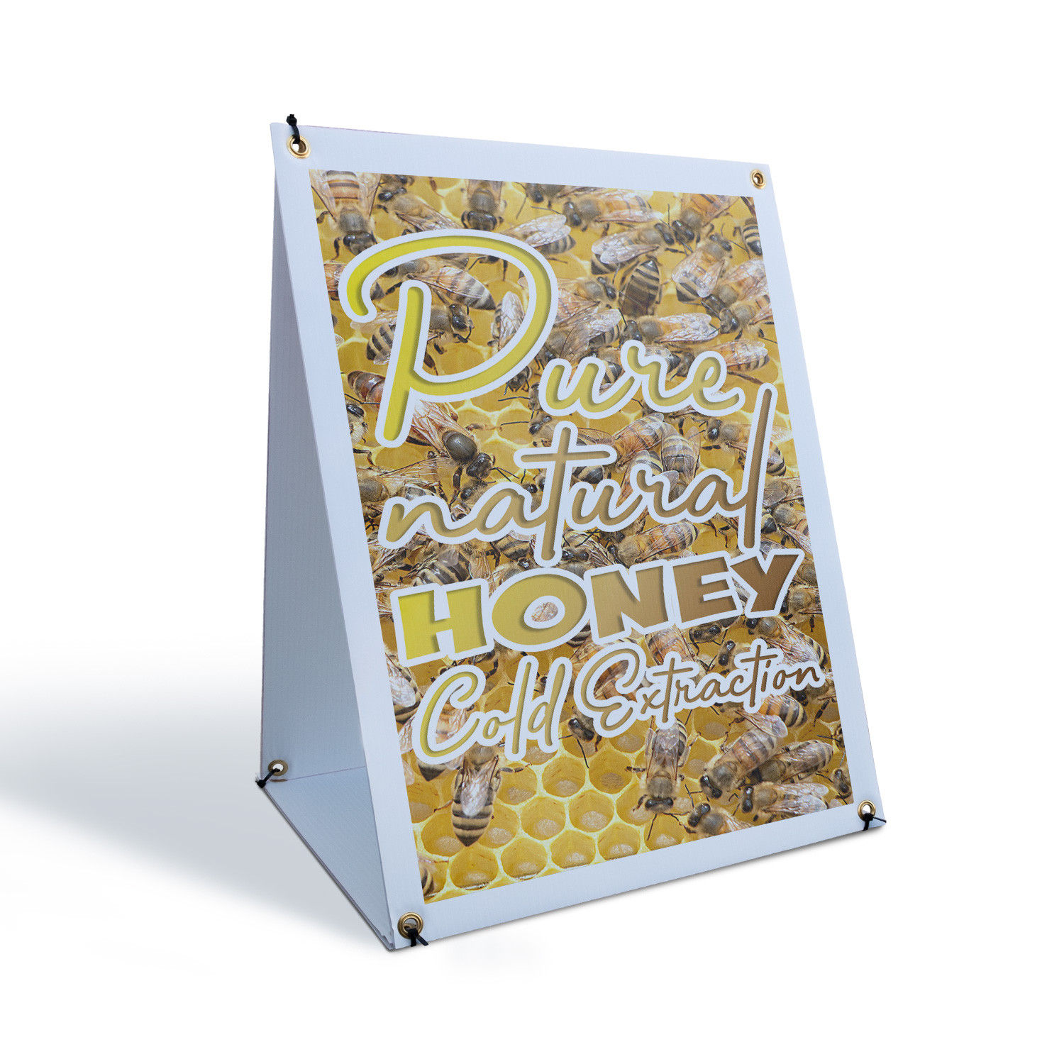 Pure Natural Honey Cold Extracted A-Frame Sidewalk Sign Local Farms Organic