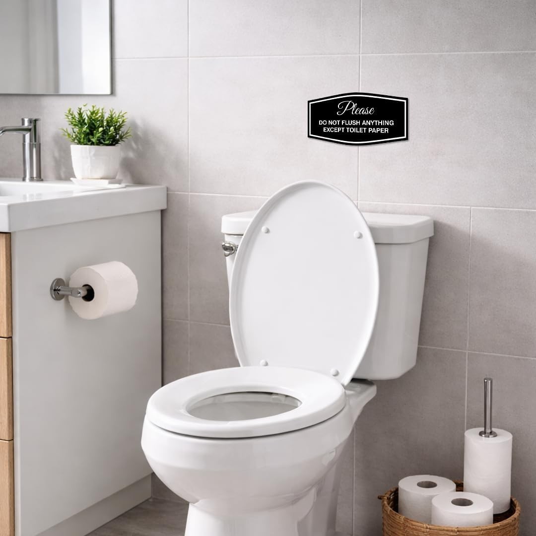 5-Pack Black and White Vintage Restroom Signs – Easy Install for Every Space