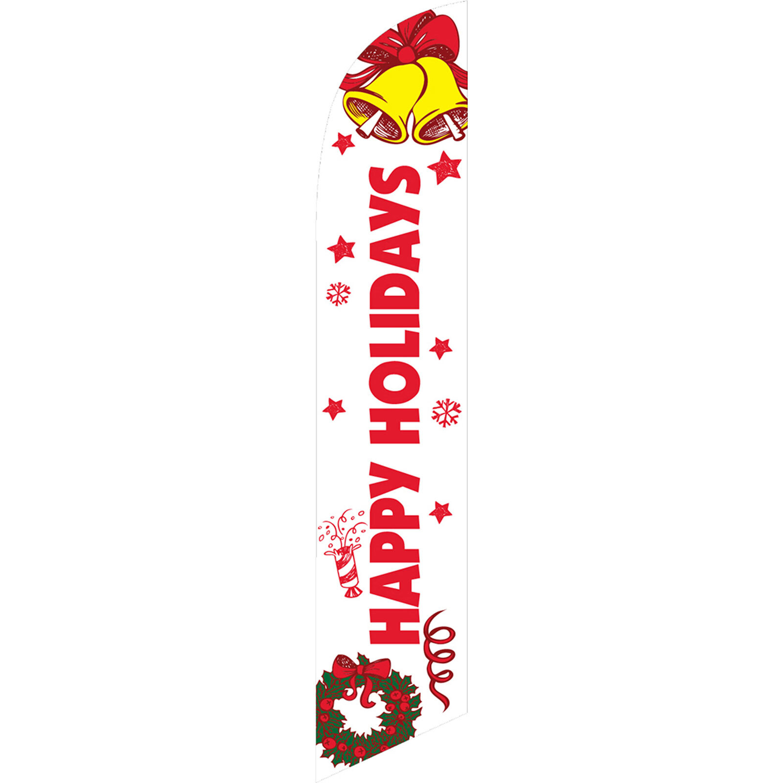 Happy Holidays 2 1/2 ft X 11 1/2 ft Windless Swooper Flag (Flag Only)
