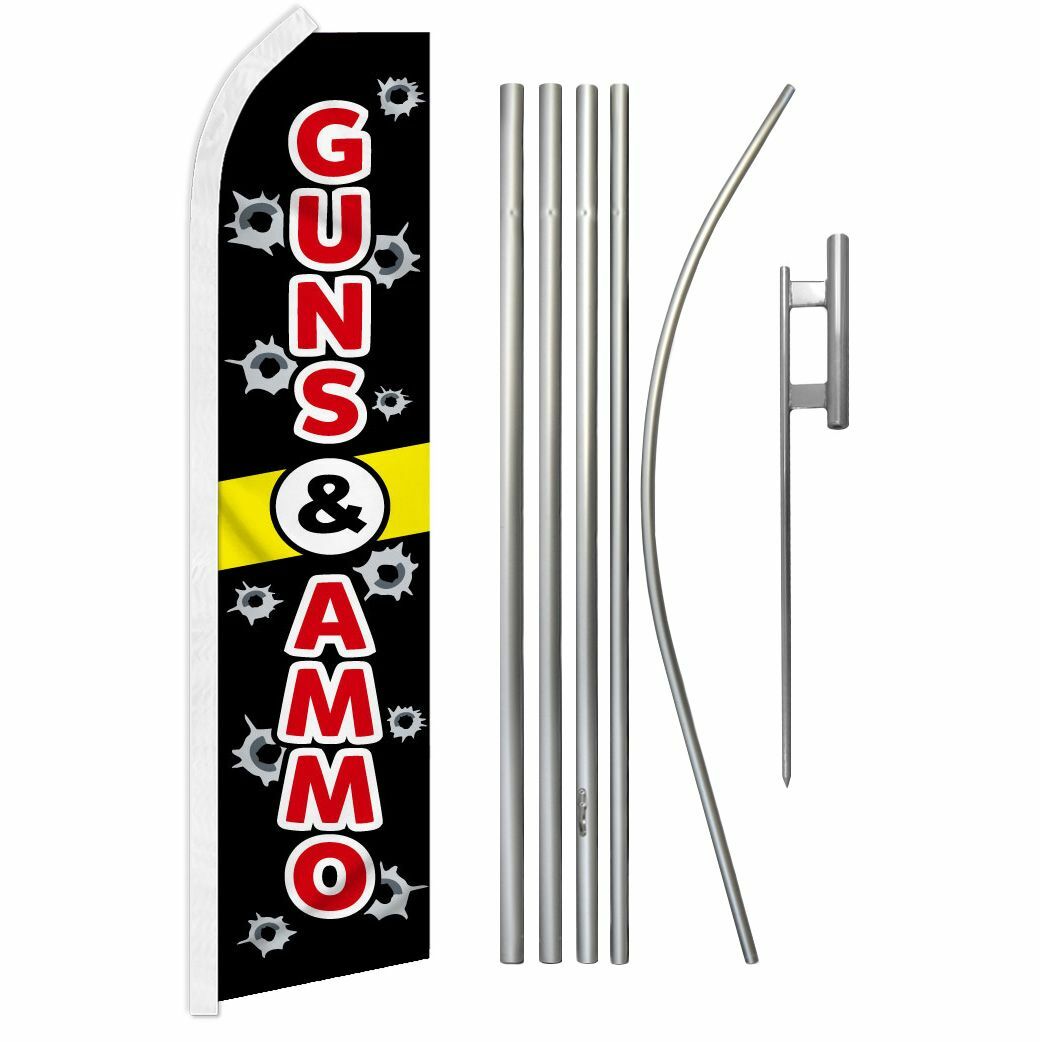 “GUNS & AMMO” Advertising Super Flag & Pole Kit