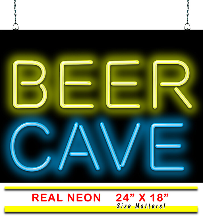 Beer Cave Real Neon Sign REAL Neon Window Sign Hand Bent Glass Easy Installation