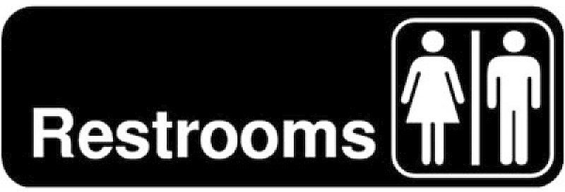 RESTROOMS SIGN Acrylic Plastic Door OR Wall mount bathroom 3″ x 9″ WINCO SGN-313