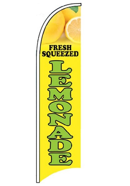 4 Less Co FRESH SQUEEZED LEMONADE Windless Swooper Flag 2.5×11.5 ft