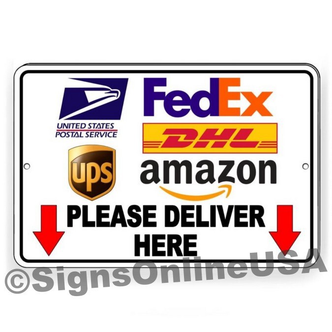 Delivery Instructions Please Deliver Here Sign METAL Leave Packages decal SI087