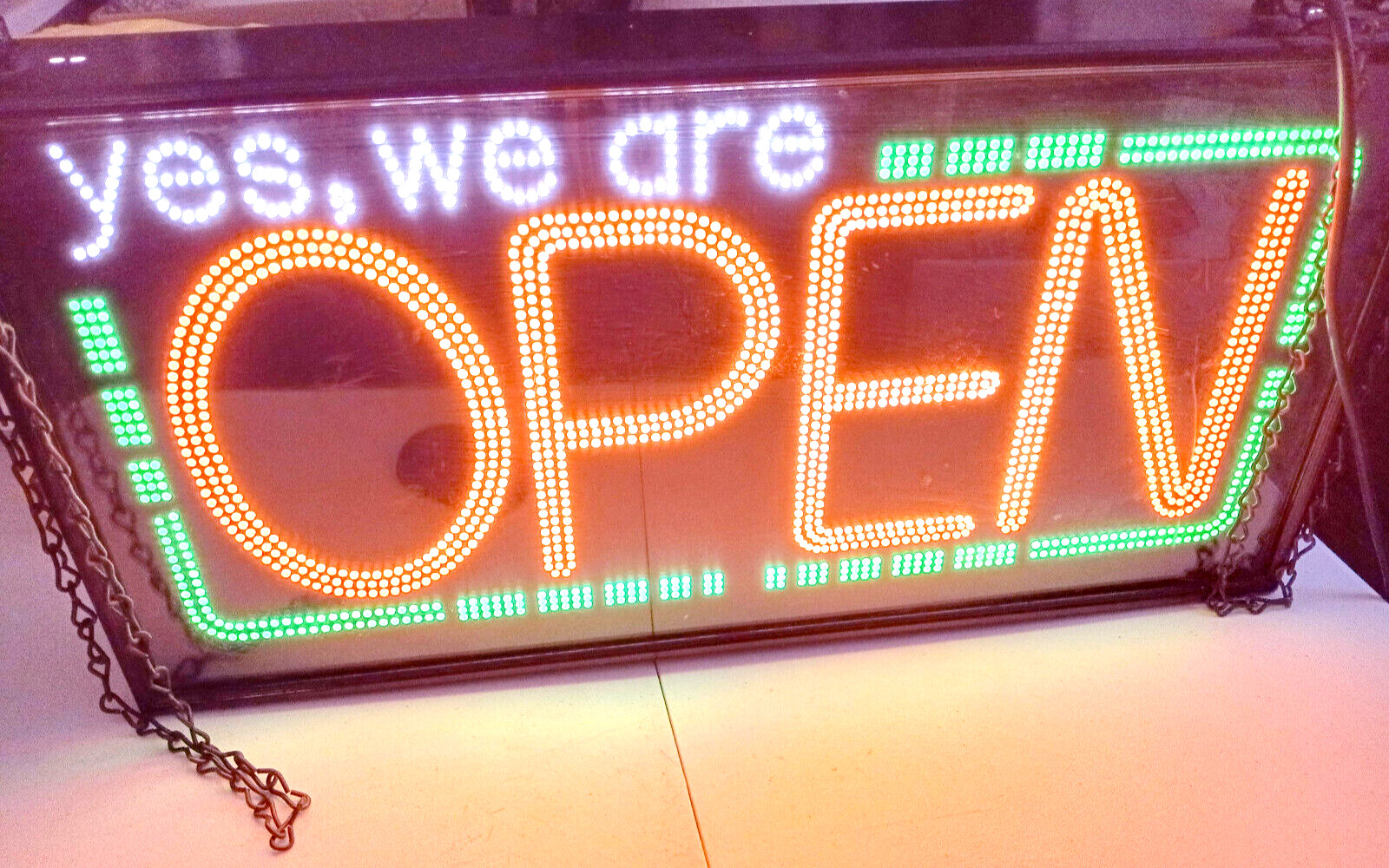 COMMERCIAL OPEN SIGN 25″X 12″X 4″ METAL ENCASED BRIGHT AS THE SUN OPEN SIGN