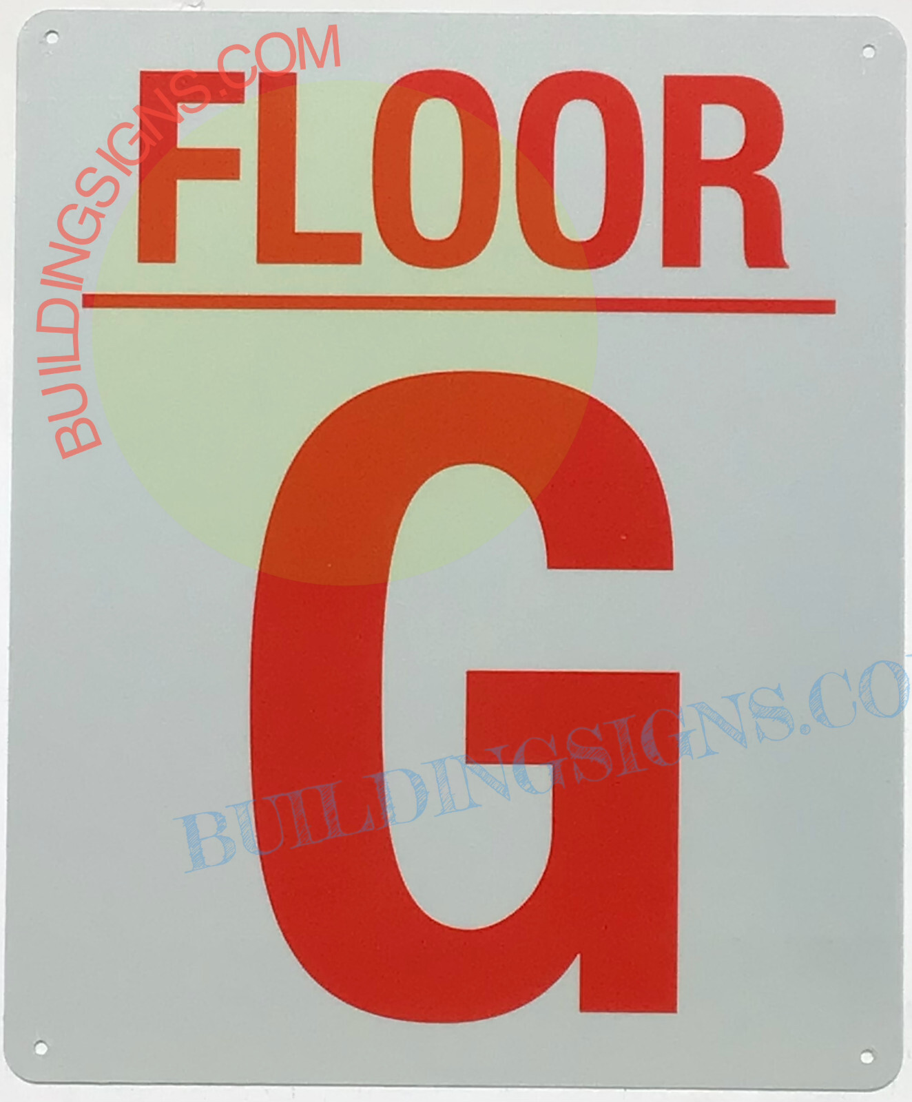 G FLOOR SIGN (10×12, White, Aluminum) -REF24-1027