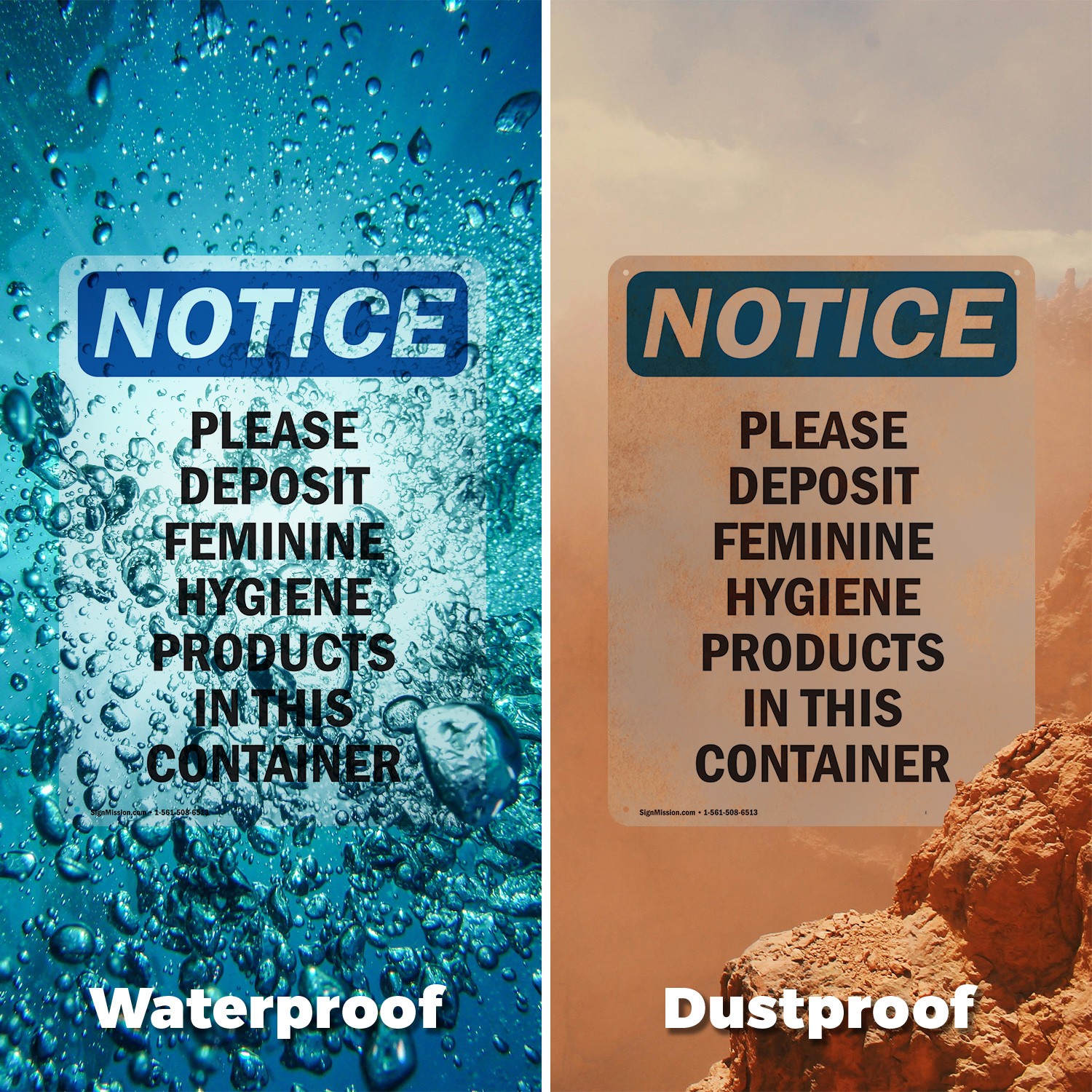 (2 Pack) Please Deposit Feminine Hygiene OSHA Notice Sign Decal Metal Plastic