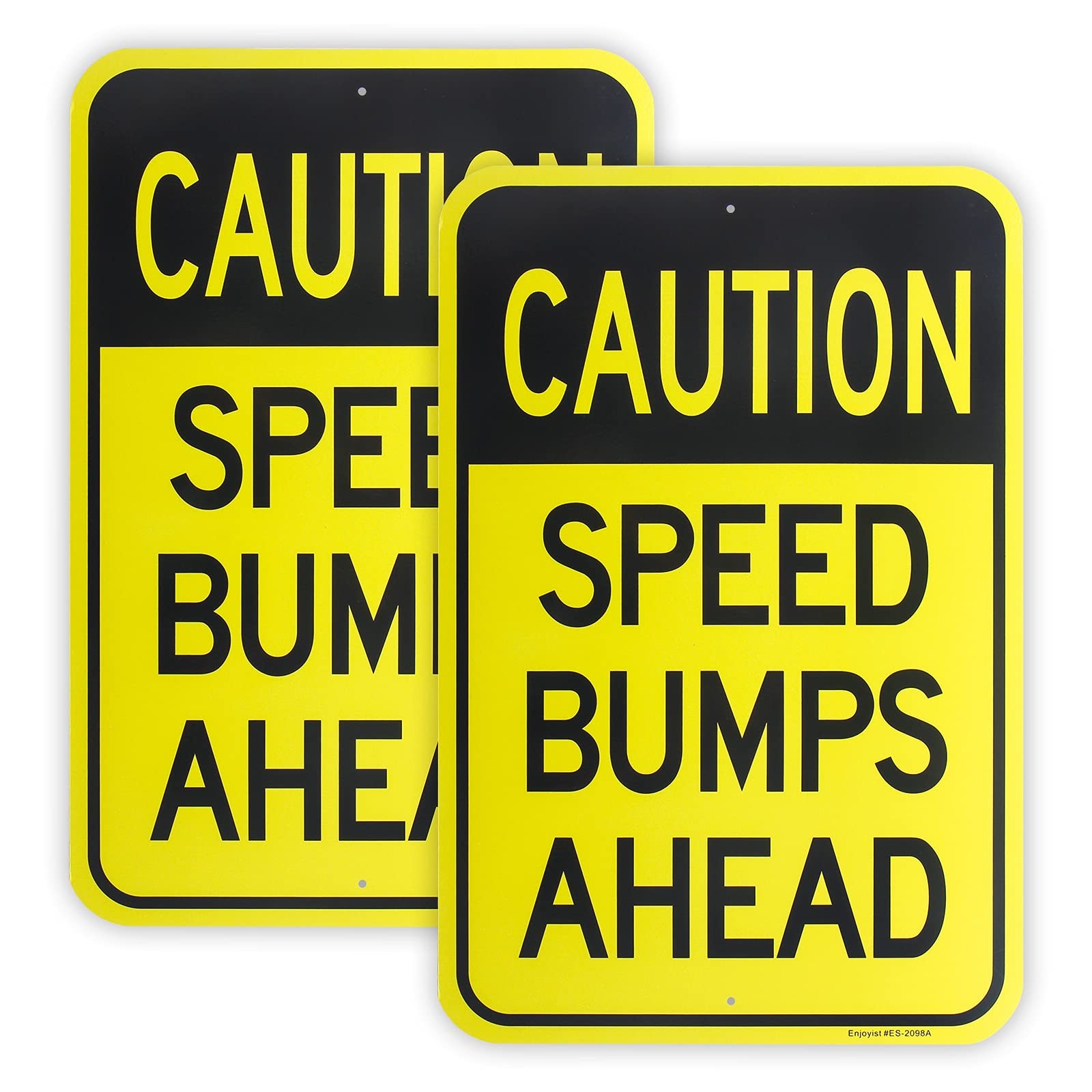 2Pack Large Speed Bumps Ahead Sign 18×12 Inch Aluminum Reflective Sign