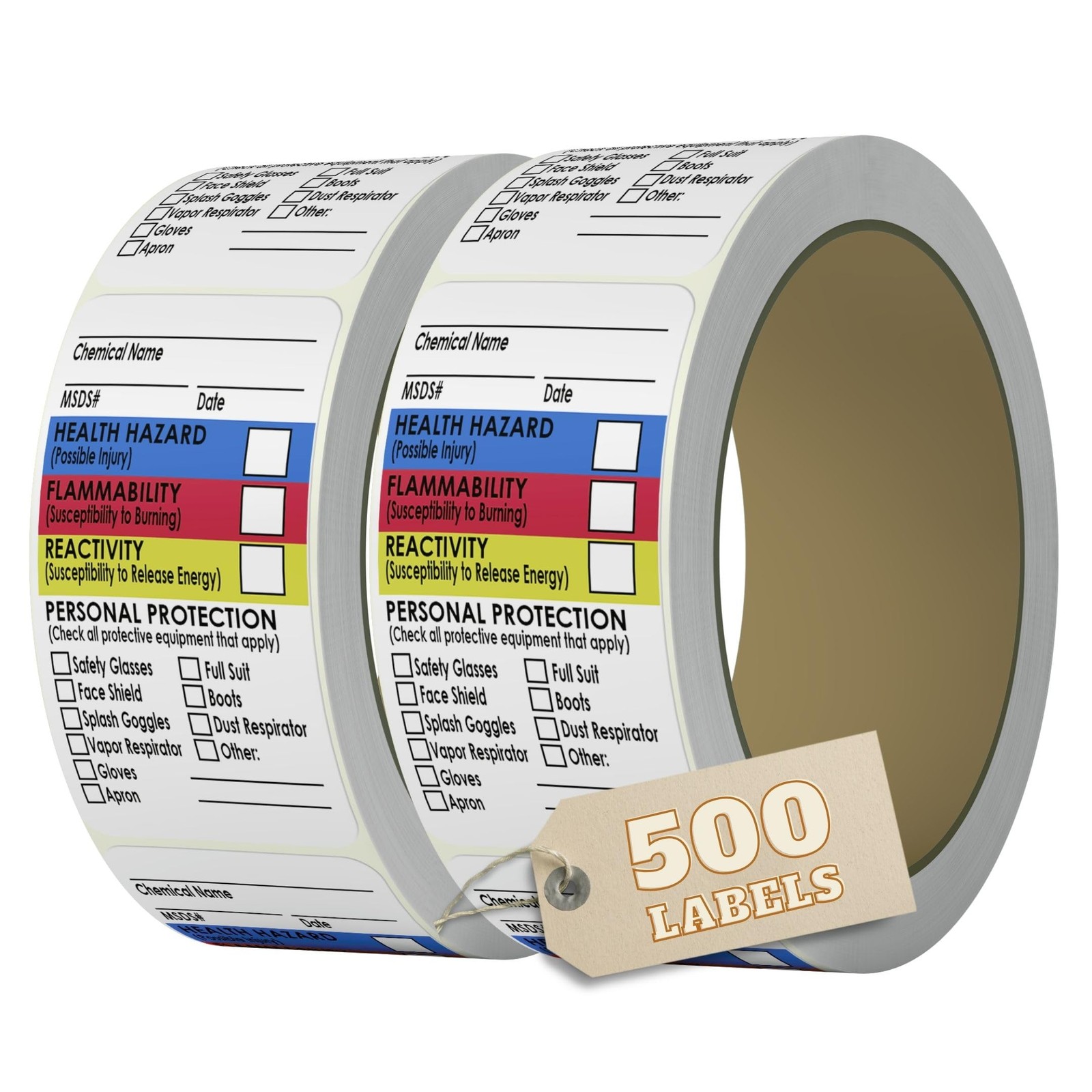 SDS Stickers 500 Stickers – 2 Rolls of 250, 1.5″ x 2.5″, Right To Know- Chemi…