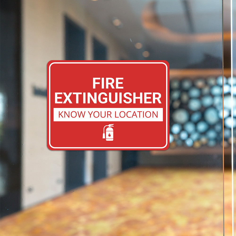 Classic Framed Plus Fire Extinguisher – Know Your Location Door or Wall Sign