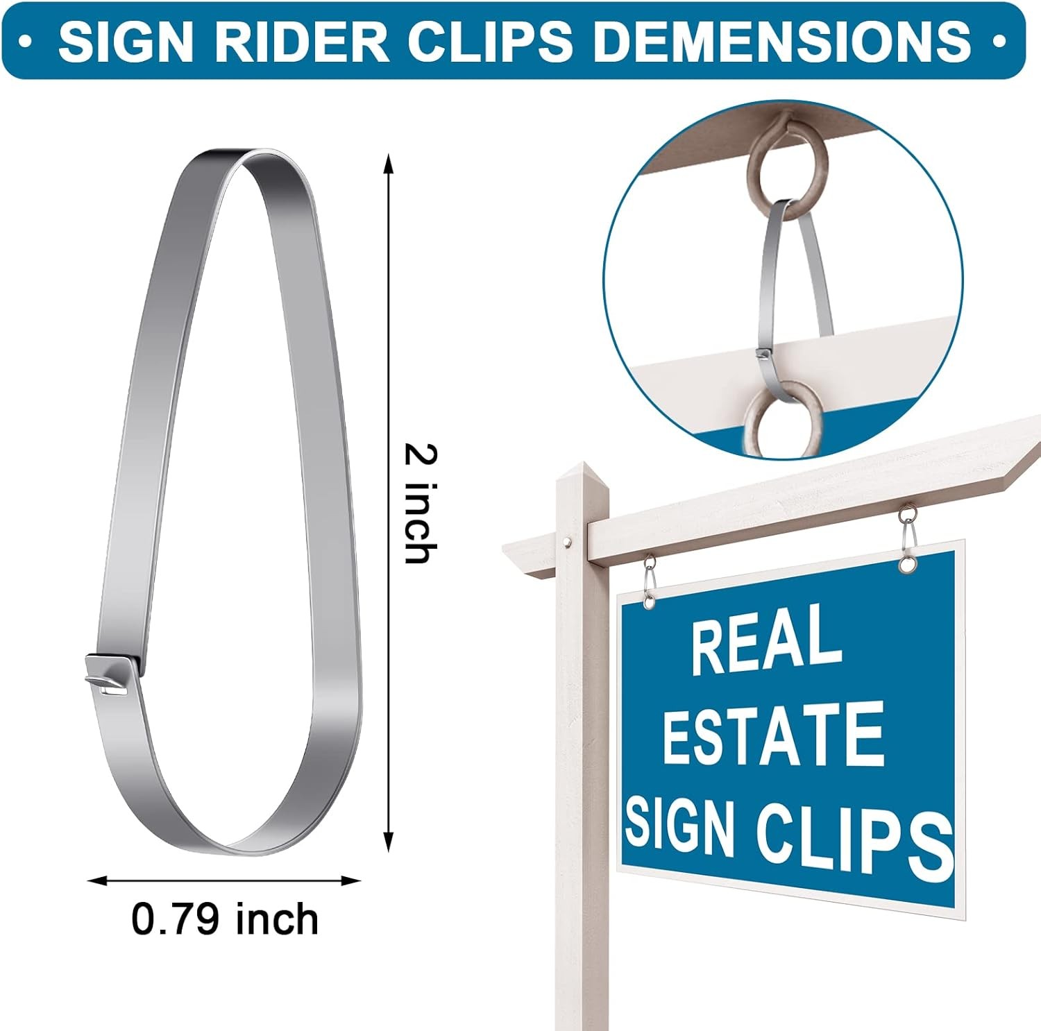 60 Pieces Real Estate Sign Rider Clips Metal Hanging Large Sign Rider Clips S…