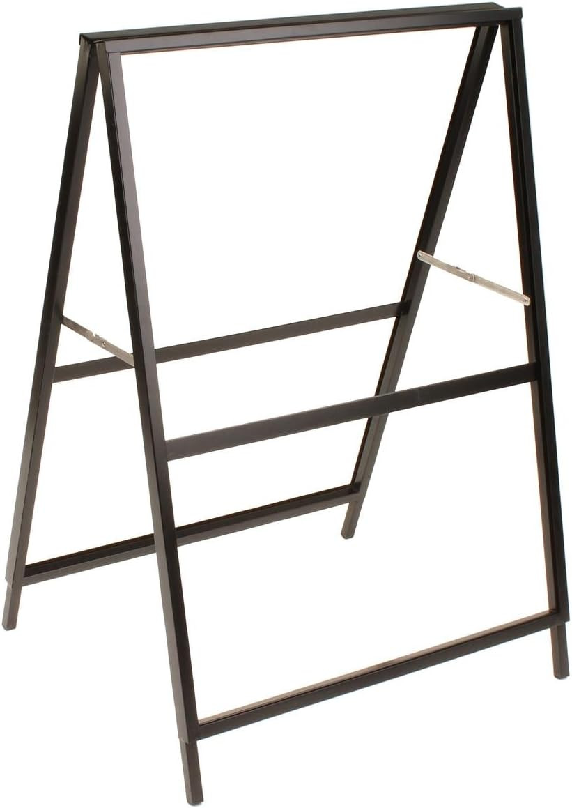 Black Finish Steel Sidewalk Sign Frame, 30-3/8 X 43 X 25-1/4-Inch, Double-Sided,