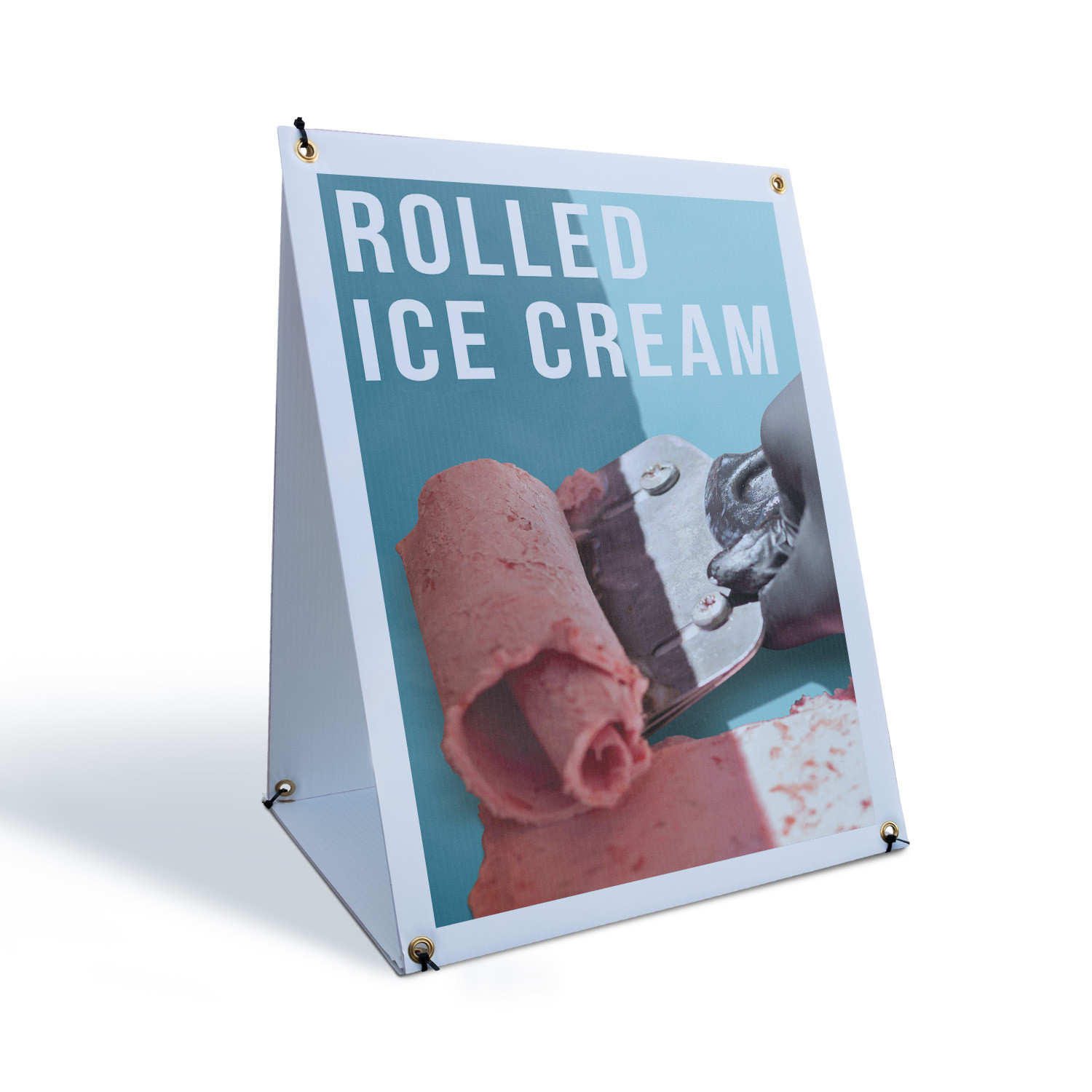 Rolled Ice Cream A-Frame Sidewalk Sign Freshly Made Desserts Sweet Treats