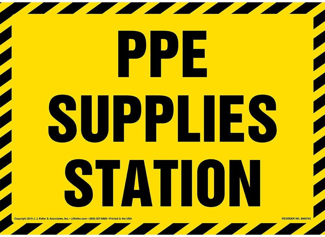 PPE Supplies Station Sign, 10″ X 7″ Plastic with Rounded Corners and 5Mm Mountin