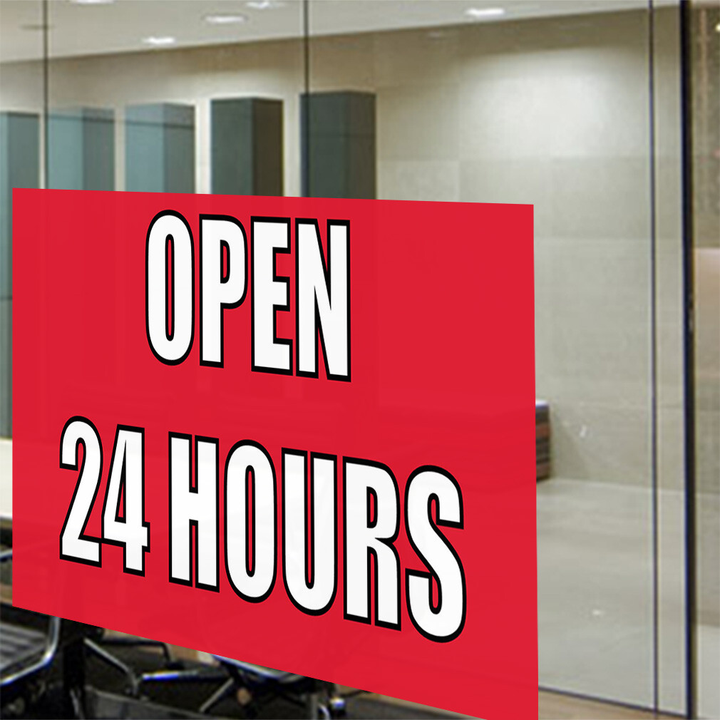 Decal Stickers Open 24 Hours Outdoor Advertising Printing E Store Sign Label
