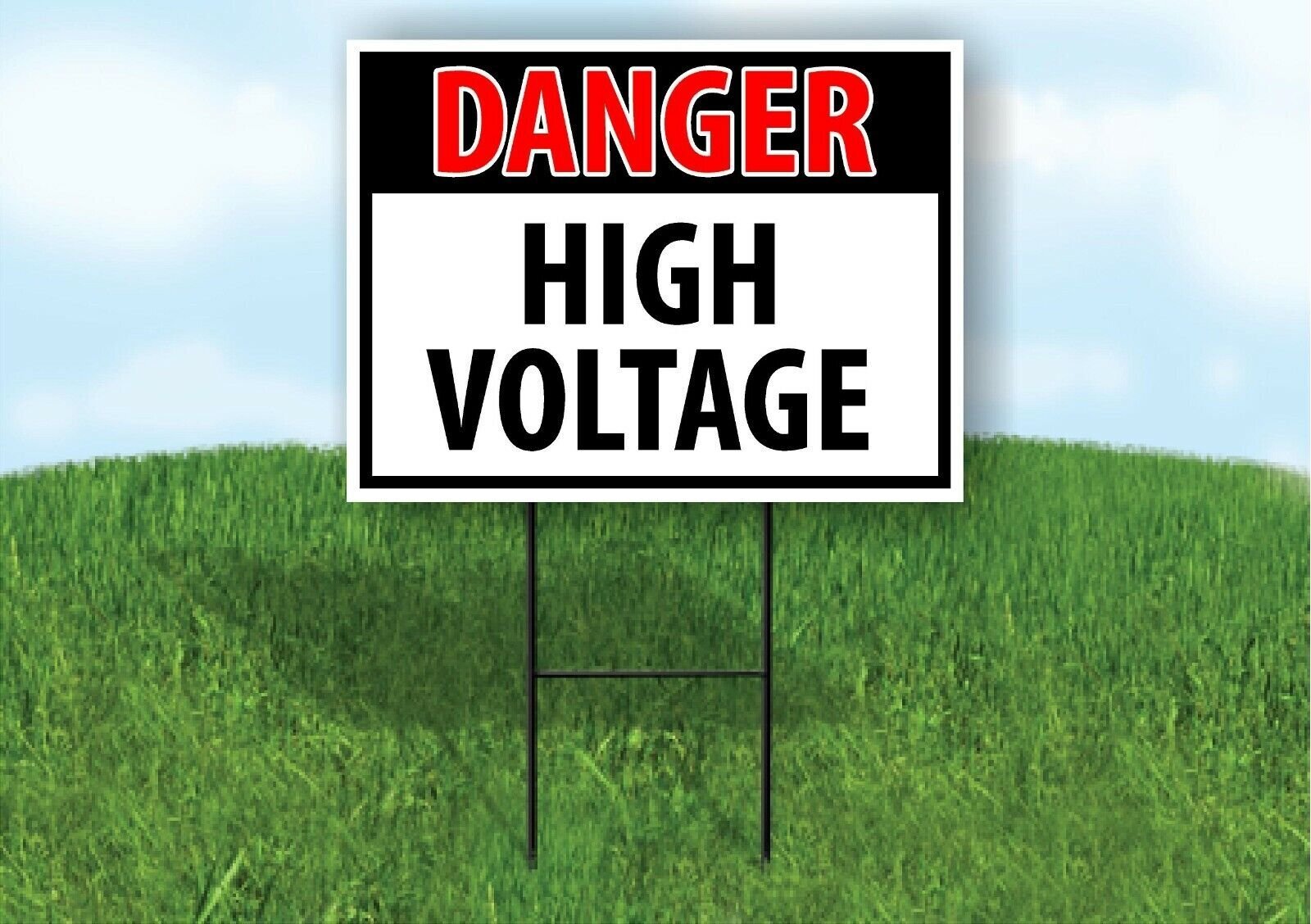 DANGER HIGH VOLTAGE Plastic Yard Sign ROAD SIGN with Stand