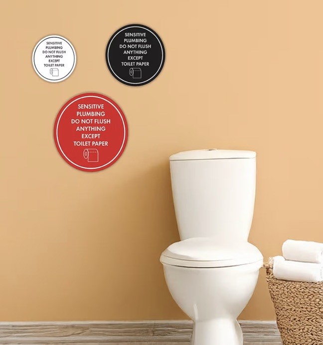 Circle Sensitive Plumbing Do Not Flush Anything Except Toilet Paper Wall Sign