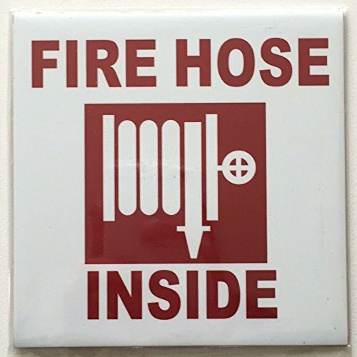 2 pcs -FIRE Hose Inside Sign (White, Two Sided Tape, Aluminium 4X4-……ref0420