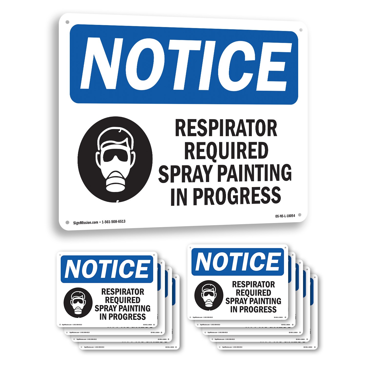 Respirator Required Spray Painting OSHA Notice Sign Metal, Decal – 5 or 10 Pack
