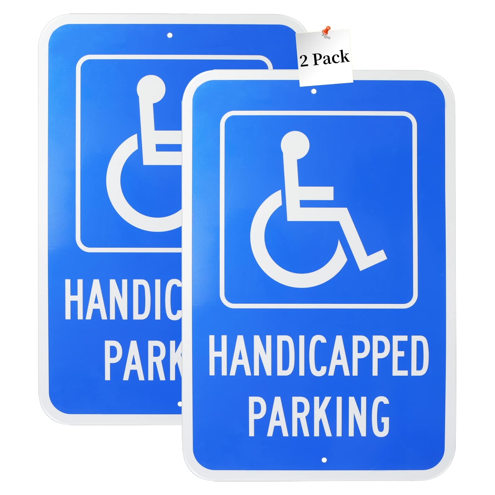2 PCS Handicap Parking Sign Reserved 18×12 Inch Reflective Aluminum