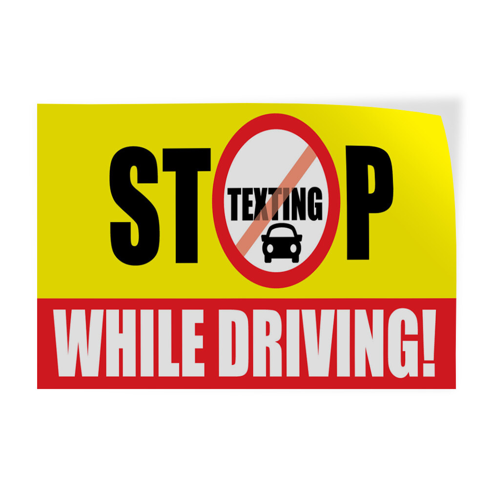 Decal Stickers Stop Texting While Driving Business Vinyl Store Sign Label