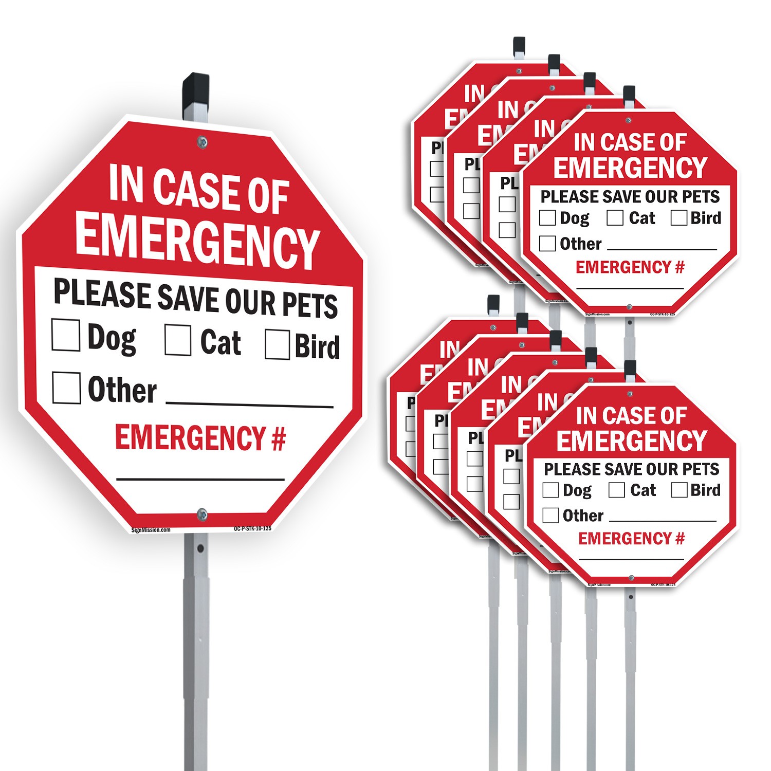 In Case of Emergency Please Save Octagon Sign With Stake Weather Resistant
