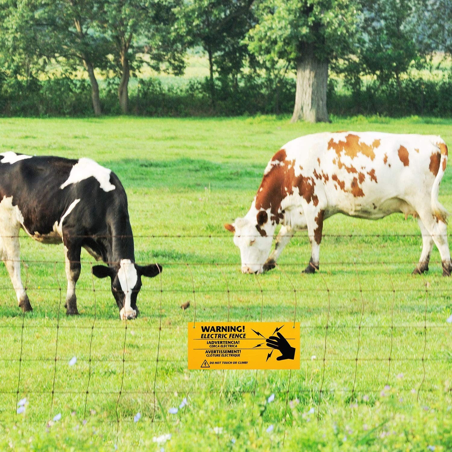 8 Pack Electric Fence Warning Signs 10X4 Yellow Black Durable Safety Signage