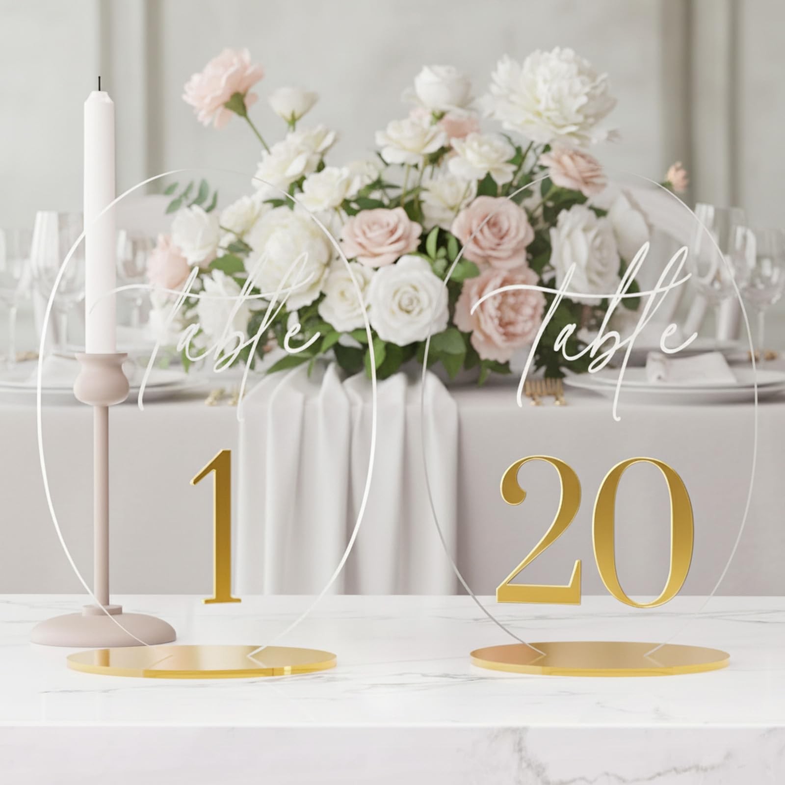 Wedding Table Number 1-20 with Stand,Gold Arched Acrylic Sign with Holder for…