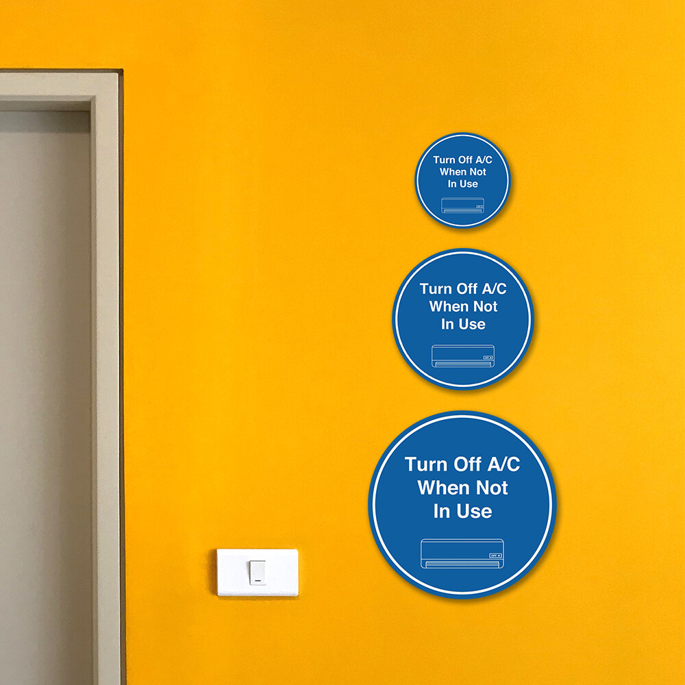 Signs ByLITA Circle Turn Off A/C When Not In Use Wall or Door Sign