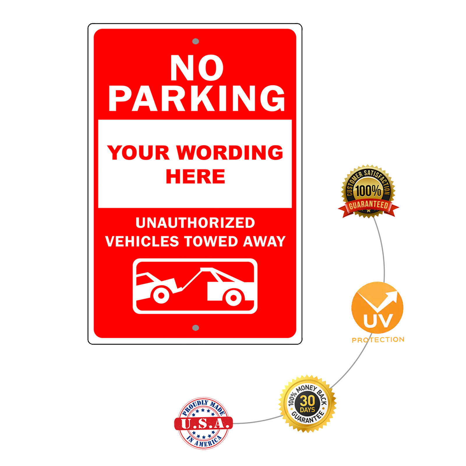 Custom Sign No Parking Your Wording Sign Personalized Text Aluminum Metal Sign