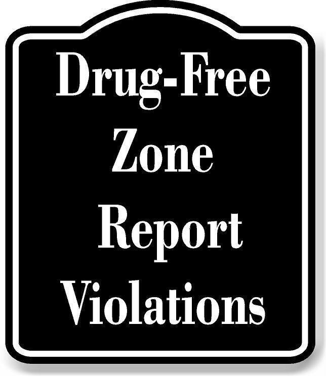 Drug-Free Zone Report Violations BLACK Aluminum Composite Sign