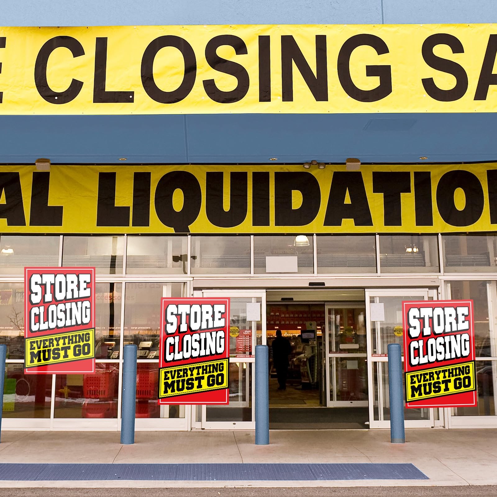 2 Pcs Store Closing Sign Poster Everything Must Go Advertising Banner Going o…